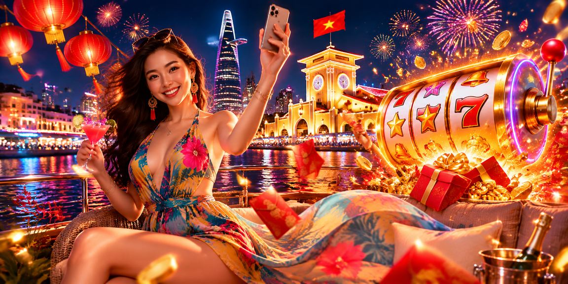 Màn hình slots tại TP. Hồ Chí Minh với đèn lồng truyền thống Việt Nam