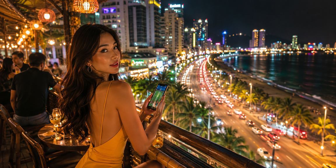 Khung cảnh chợ đêm Nha Trang về đêm gợi nhớ không khí giải trí trực tuyến sôi động tại miền Trung Việt Nam